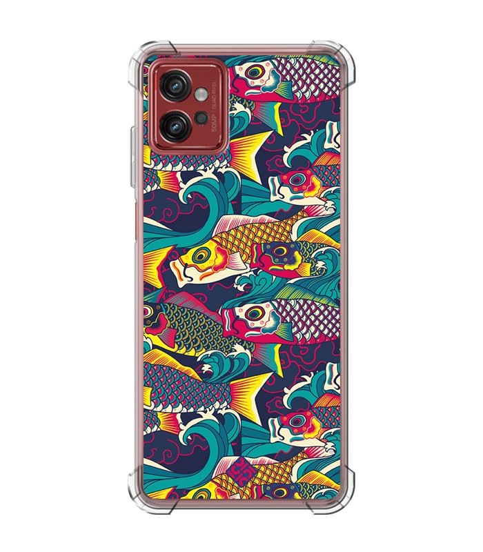 Funda Antigolpe [ Motorola Moto G32 ] Dibujo Auténtico [ Serpentina de Carpas Koinobori, Mangas de Viento ] Esquina