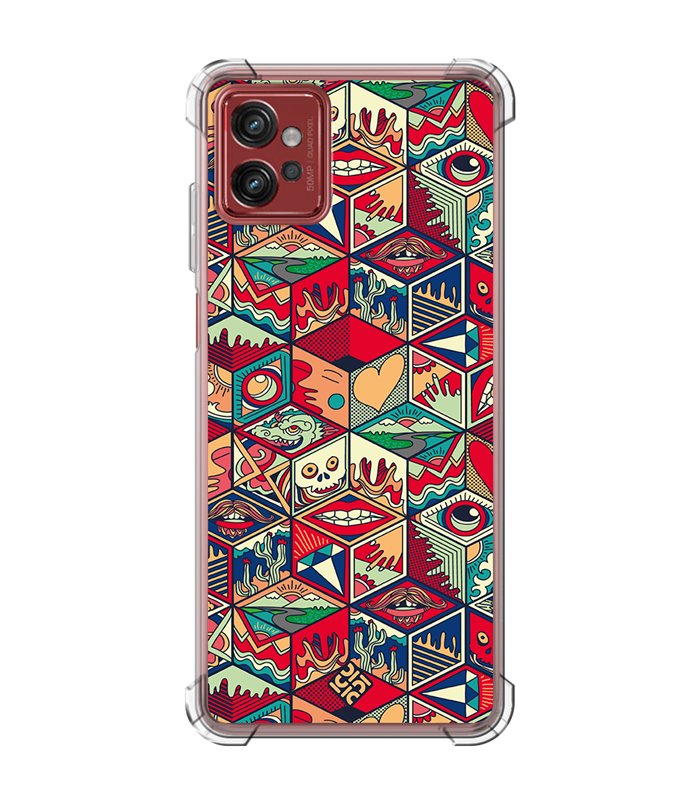 Funda Antigolpe [ Motorola Moto G32 ] Dibujo Auténtico [ Diseño Doodle Arte con Elementos Ornamentales ] Esquina Reforzada