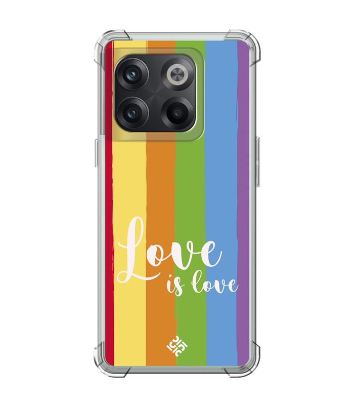 Funda Antigolpe [ OnePlus 10T ] Dibujo Auténtico [ Love is Love - Arcoiris ] Esquina Reforzada Silicona 1.5mm