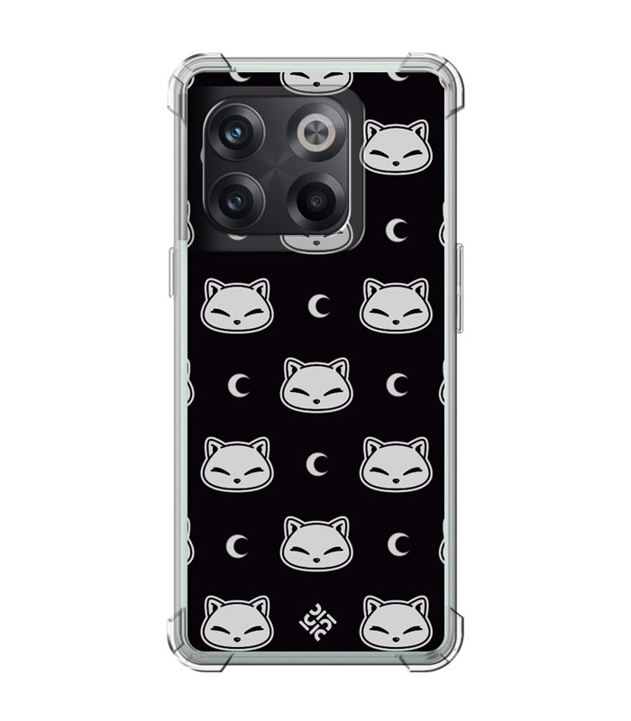 Funda Antigolpe [ OnePlus 10T ] Dibujo Cute [ Gato Negro Lunar ] Esquina Reforzada Silicona 1.5mm Transparente