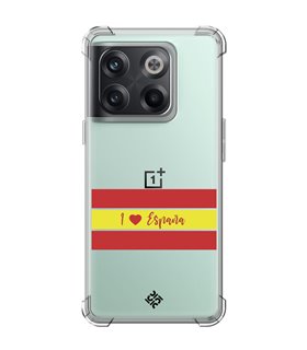 Funda Antigolpe [ OnePlus 10T ] Dibujo Auténtico [ I Love España ] Esquina Reforzada Silicona 1.5mm Transparente