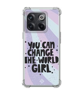 Funda Antigolpe [ OnePlus 10T ] Dibujo Frases Guays [ You Can Change The World Girl ] Esquina Reforzada Silicona 1.5mm