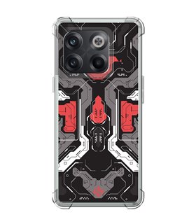 Funda Antigolpe [ OnePlus 10T ] Dibujo Gamers [ Cyberpunk Rojo y Grises ] Esquina Reforzada Silicona 1.5mm