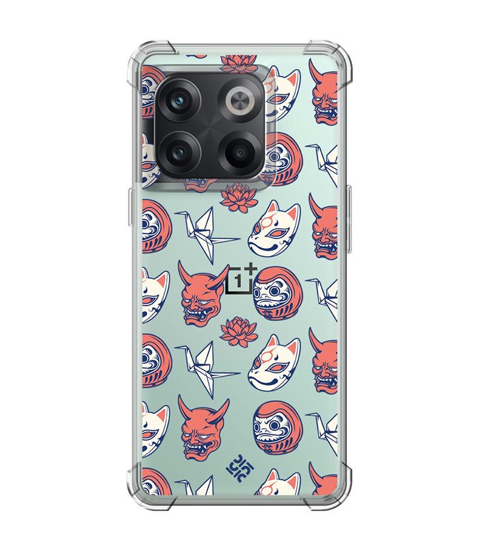 Funda Antigolpe [ OnePlus 10T ] Dibujo Japones [ Daruma, Máscara Kitsune y Hannya Japon ] Esquina Reforzada 1.5mm