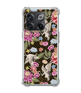 Funda Antigolpe [ OnePlus 10T ] Dibujo Japones [ Estampado de Flores y Grúas Blancas ] Esquina Reforzada Silicona 1.5