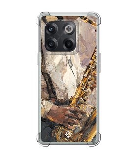Funda Antigolpe [ OnePlus 10T ] Diseño Música [ Pintura - Tocando el Saxofón ] Esquina Reforzada Silicona Transparente