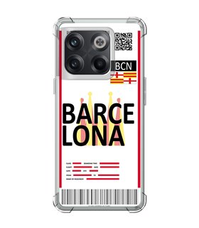 Funda Antigolpe [ OnePlus 10T ] Billete de Avión [ Barcelona ] Esquina Reforzada Silicona 1.5mm Transparente