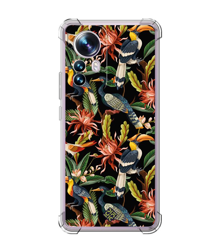 Funda Antigolpe [ Xiaomi 12T - 12T Pro ] Dibujo Mascotas [ Estampado Aves y Hojas y Flores Tropicales ] Esquina Reforzada 1.5