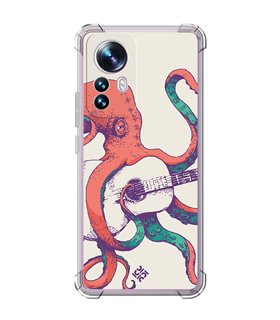 Funda Antigolpe [ Xiaomi 12T - 12T Pro ] Diseño Música [ Pulpo Tocando la Guitarra ] Esquina Reforzada Silicona 1.5mm