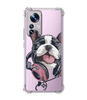 Funda Antigolpe [ Xiaomi 12T - 12T Pro ] Diseño Música [ Perro Feliz Escuchando Música ] Esquina Reforzada Silicona