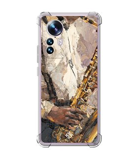 Funda Antigolpe [ Xiaomi 12T - 12T Pro ] Diseño Música [ Pintura - Tocando el Saxofón ] Esquina Reforzada Silicona Transparente
