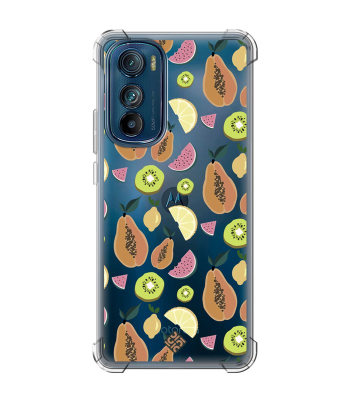 Funda Antigolpe [ Motorola Edge 30 ] Dibujo Auténtico [ Frutas- Papaya, Sandía, Kiwis y Limones ] Esquina Reforzada 