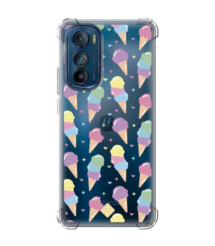 Funda Antigolpe [ Motorola Edge 30 ] Dibujo Auténtico [ Cucurucho de Helados ] Esquina Reforzada Silicona 1.5mm