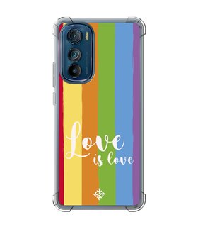 Funda Antigolpe [ Motorola Edge 30 ] Dibujo Auténtico [ Love is Love - Arcoiris ] Esquina Reforzada Silicona 1.5mm