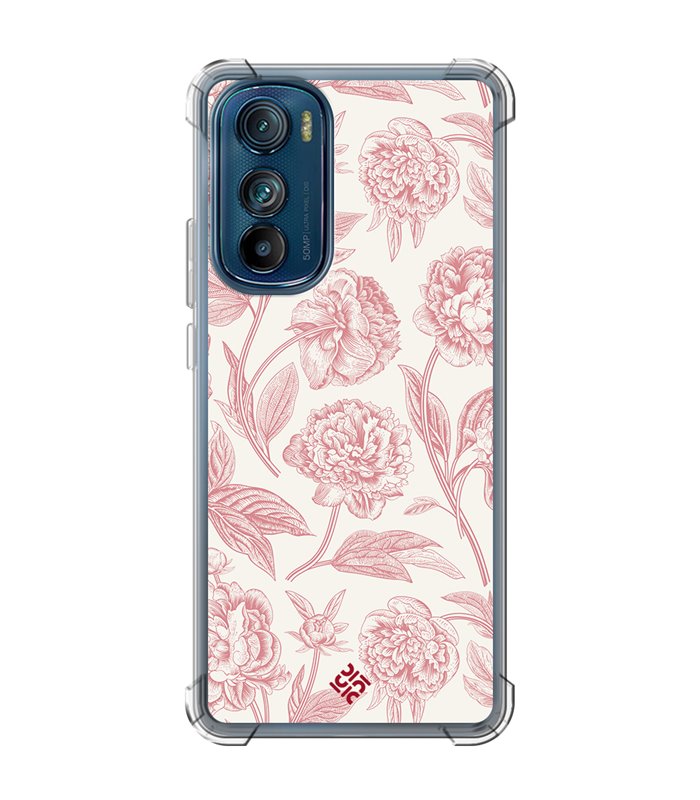 Funda Antigolpe [ Motorola Edge 30 ] Dibujo Botánico [ Flores Rosa Pastel ] Esquina Reforzada Silicona 1.5mm