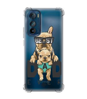 Funda Antigolpe [ Motorola Edge 30 ] Dibujo Mascotas [ Perro Bulldog - Best Dad Ever ] Esquina Reforzada Silicona