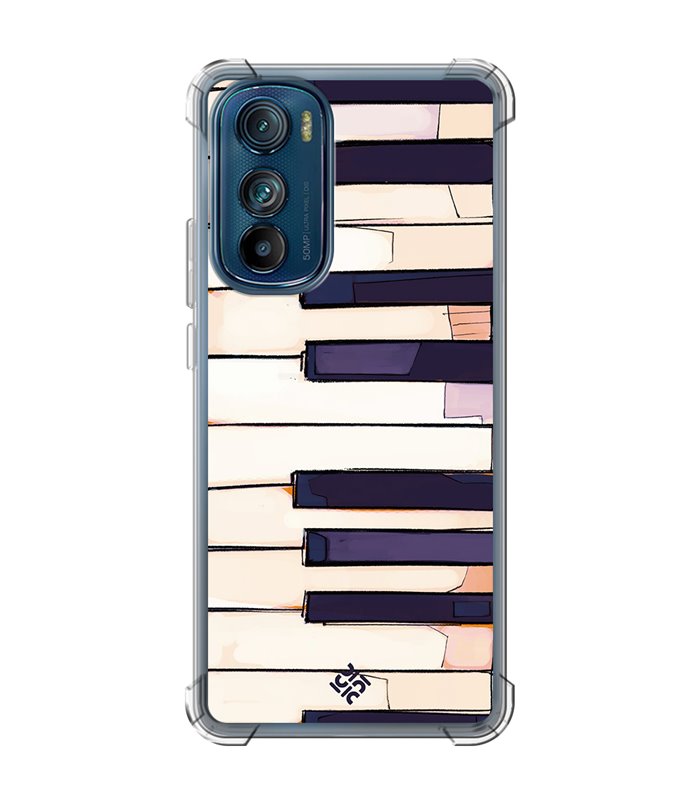 Funda Antigolpe [ Motorola Edge 30 ] Diseño Música [ Teclas de Piano ] Esquina Reforzada Silicona 1.5mm Transparente