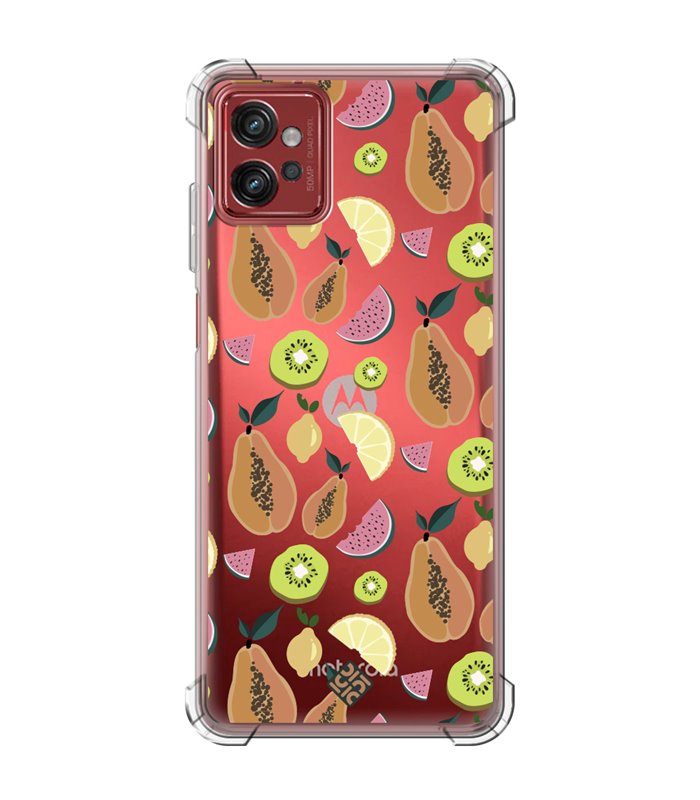 Funda Antigolpe [ Motorola Moto G32 ] Dibujo Auténtico [ Frutas- Papaya, Sandía, Kiwis y Limones ] Esquina Reforzada 