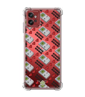 Funda Antigolpe [ Motorola Moto G32 ] Dibujo Auténtico [ Consola Retro - Game Over ] Esquina Reforzada 1.5mm Transparente