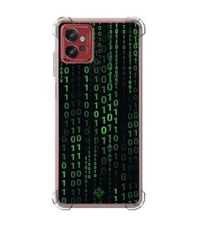 Funda Antigolpe [ Motorola Moto G32 ] Cine Fantástico [ Números Binarios Matrix ] Esquina Reforzada Silicona 1.5