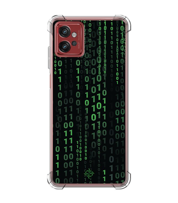 Funda Antigolpe [ Motorola Moto G32 ] Cine Fantástico [ Números Binarios Matrix ] Esquina Reforzada Silicona 1.5