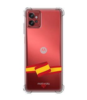 Funda Antigolpe [ Motorola Moto G32 ] Dibujo Auténtico [ Bandera España ] Esquina Reforzada Silicona 1.5mm Transparente