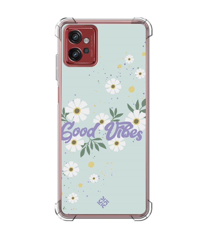 Funda Antigolpe [ Motorola Moto G32 ] Dibujo Frases Guays [ Margaritas Good Vibes ] Esquina Reforzada Silicona 1.5mm