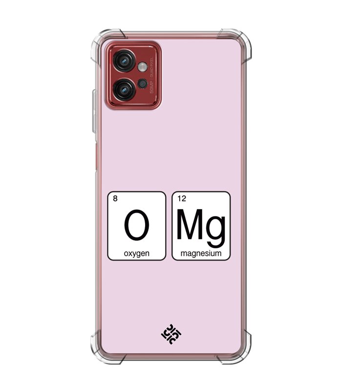 Funda Antigolpe [ Motorola Moto G32 ] Dibujo Frases Guays [ Oxigeno + Magnesio - OMG ] Esquina Reforzada 1.5 Transparente