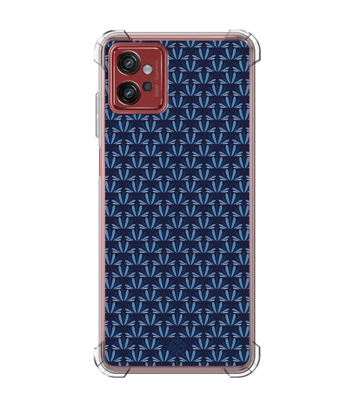 Funda Antigolpe [ Motorola Moto G32 ] Dibujo Japones [ Patron Abstracto Loto Azul ] Esquina Reforzada Silicona 1.5mm