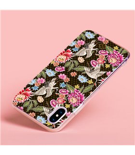 Funda Antigolpe [ Motorola Moto G32 ] Dibujo Japones [ Estampado de Flores y Grúas Blancas ] Esquina Reforzada Silicona 1.5