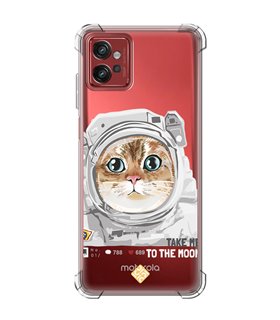 Funda Antigolpe [ Motorola Moto G32 ] Dibujo Mascotas [ Gato Astronauta - Take Me To The Moon ] Esquina Reforzada 1.5mm