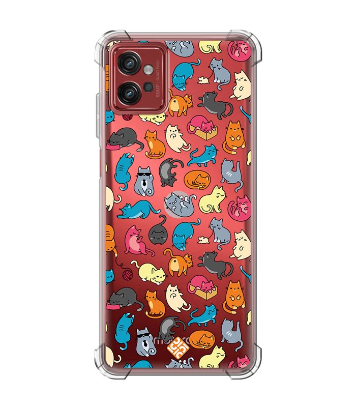 Funda Antigolpe [ Motorola Moto G32 ] Dibujo Mascotas [ Gatos de Varios Colores ] Esquina Reforzada Silicona 1.5mm