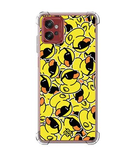 Funda Antigolpe [ Motorola Moto G32 ] Dibujo Mascotas [ Pegatinas Patito Cool ] Esquina Reforzada Silicona 1.5 Transparente