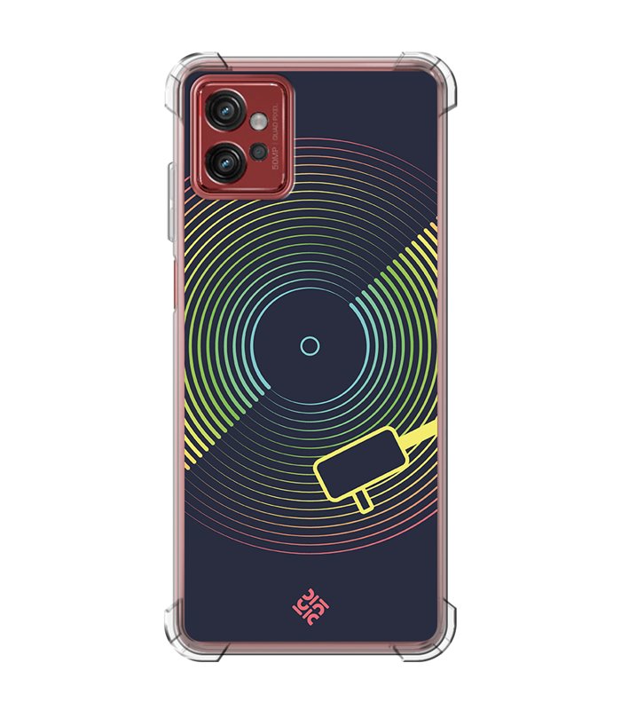 Funda Antigolpe [ Motorola Moto G32 ] Diseño Música [ Dibujo Disco de Vinilo ] Esquina Reforzada Silicona 1.5mm Transparente