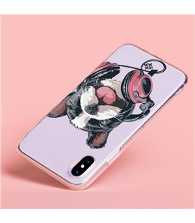 Funda Antigolpe [ Motorola Moto G32 ] Diseño Música [ Perro Feliz Escuchando Música ] Esquina Reforzada Silicona