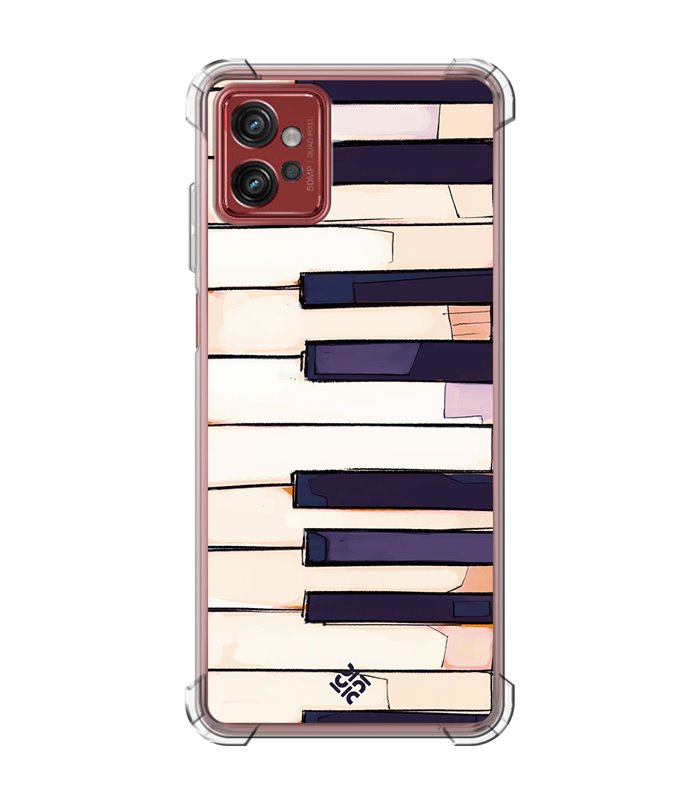 Funda Antigolpe [ Motorola Moto G32 ] Diseño Música [ Teclas de Piano ] Esquina Reforzada Silicona 1.5mm Transparente