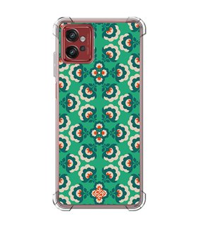 Funda Antigolpe [ Motorola Moto G32 ] Dibujos Retro [ Algodones Verdes - Caleidoscopio ] Esquina Reforzada Silicona