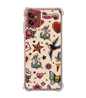 Funda Antigolpe [ Motorola Moto G32 ] Dibujo Tendencias [ Tatuajes Clásicos ] Esquina Reforzada Silicona 1.5mm Transparente