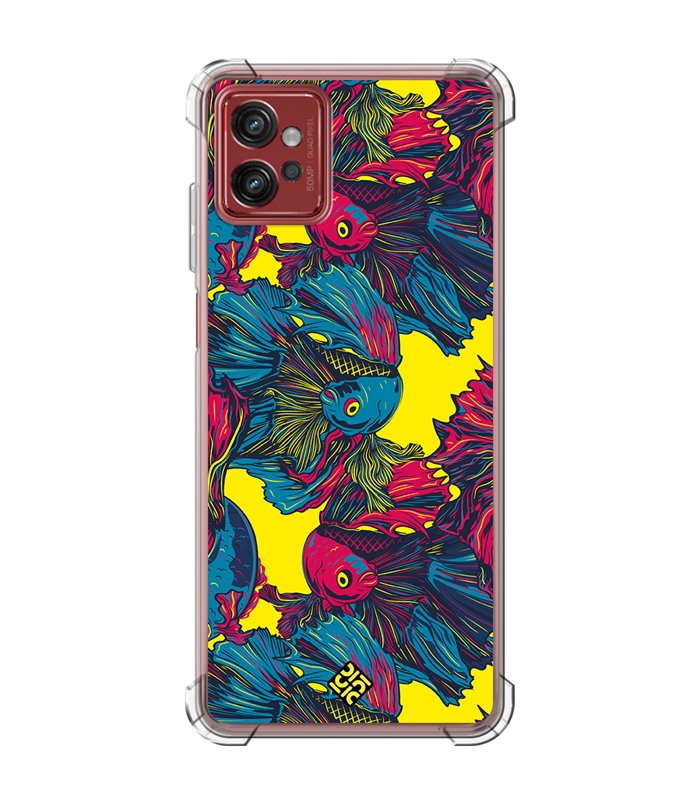 Funda Antigolpe [ Motorola Moto G32 ] Dibujo Auténtico [ Patrón de Pescado Betta ] Esquina Reforzada Silicona 1.5mm