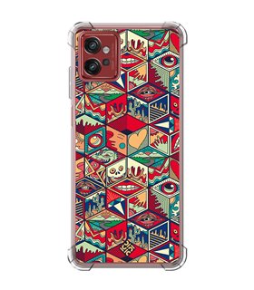 Funda Antigolpe [ Motorola Moto G32 ] Dibujo Auténtico [ Diseño Doodle Arte con Elementos Ornamentales ] Esquina Reforzada