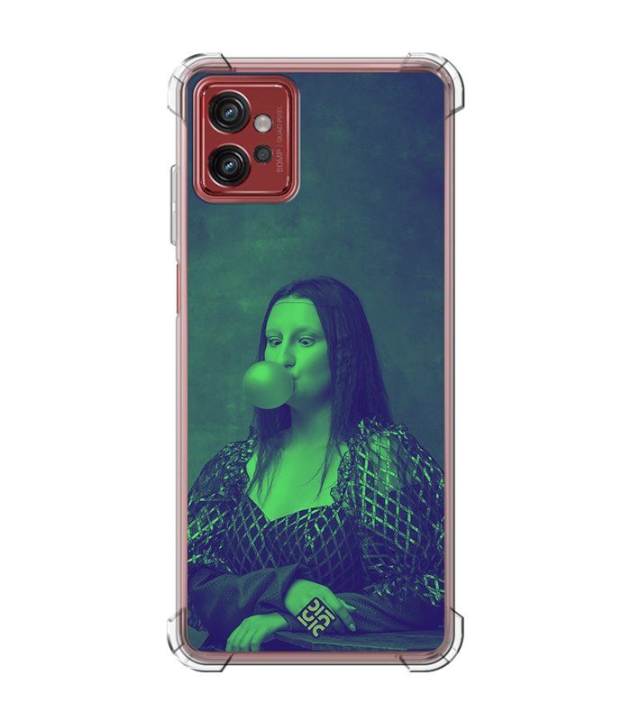 Funda Antigolpe [ Motorola Moto G32 ] Dibujo Auténtico [ Mona Lisa Moderna ] Esquina Reforzada Silicona 1.5mm Transparente