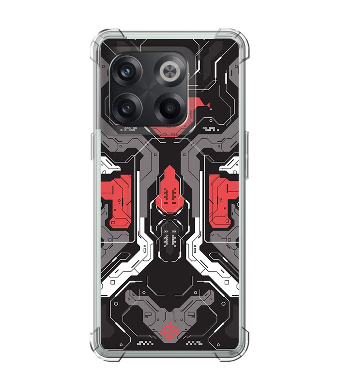 Funda Antigolpe [ OnePlus 10T ] Dibujo Gamers [ Cyberpunk Rojo y Grises ] Esquina Reforzada Silicona 1.5mm
