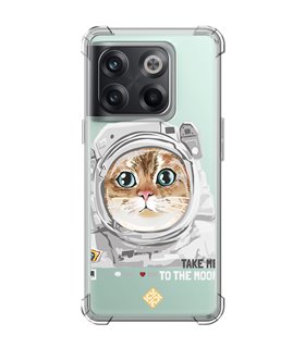 Funda Antigolpe [ OnePlus 10T ] Dibujo Mascotas [ Gato Astronauta - Take Me To The Moon ] Esquina Reforzada 1.5mm