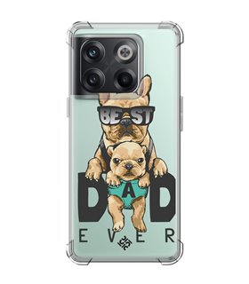 Funda Antigolpe [ OnePlus 10T ] Dibujo Mascotas [ Perro Bulldog - Best Dad Ever ] Esquina Reforzada Silicona
