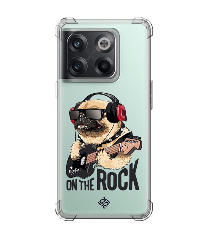Funda Antigolpe [ OnePlus 10T ] Diseño Música [ Pug Perro con Auriculares ] Esquina Reforzada Silicona 1.5mm