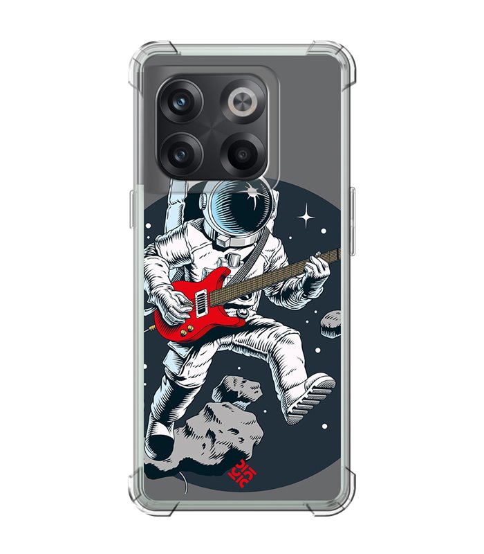 Funda Antigolpe [ OnePlus 10T ] Diseño Música [ Guitarrista Espacial ] Esquina Reforzada Silicona 1.5mm Transparente