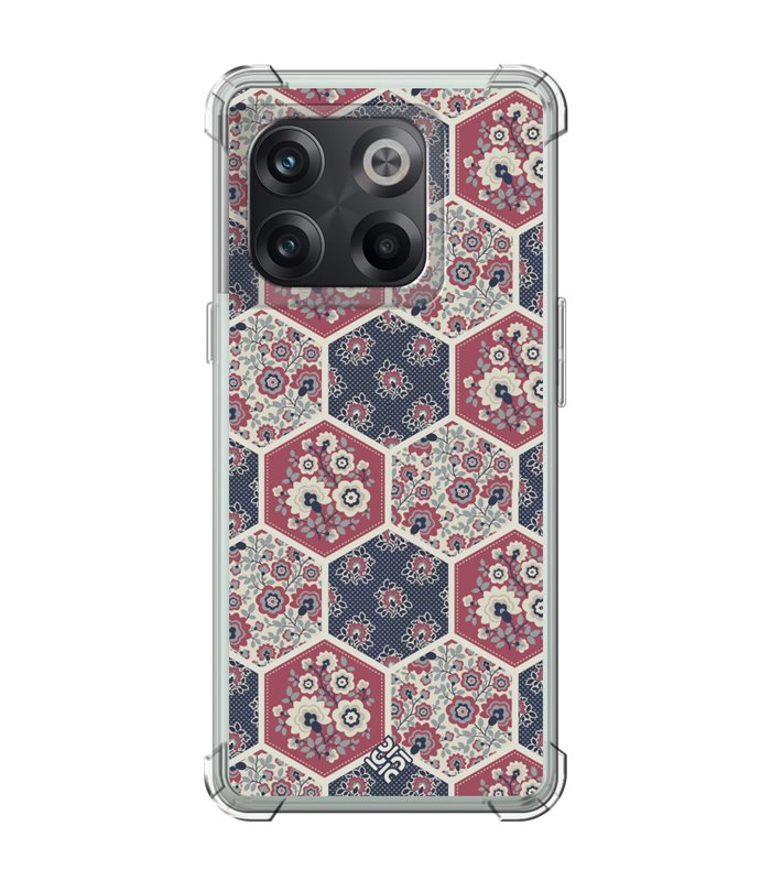 Funda Antigolpe [ OnePlus 10T ] Dibujo Tendencias [ Diseño Azulejos Hexágonales con Flores ] Esquina Reforzada