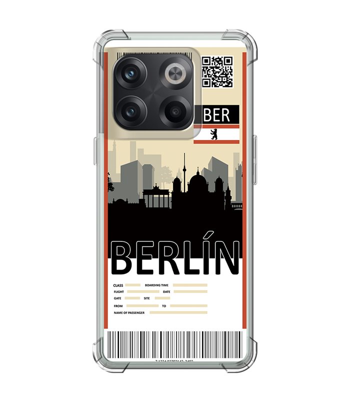 Funda Antigolpe [ OnePlus 10T ] Billete de Avión [ Berlín ] Esquina Reforzada Silicona 1.5mm Transparente