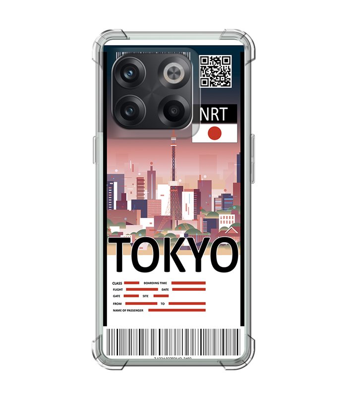 Funda Antigolpe [ OnePlus 10T ] Billete de Avión [ Tokio ] Esquina Reforzada Silicona 1.5mm Transparente
