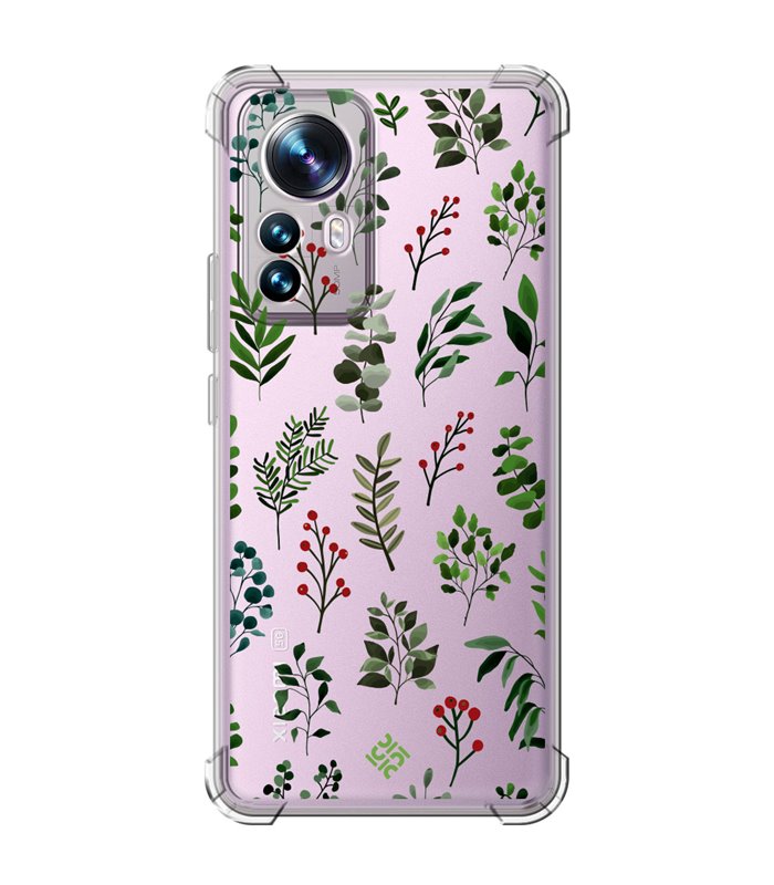 Funda Antigolpe [ Xiaomi 12T - 12T Pro ] Dibujo Botánico [ Hojas Ramas Verdes - Follaje Botánico ] Esquina Reforzada 1.5mm